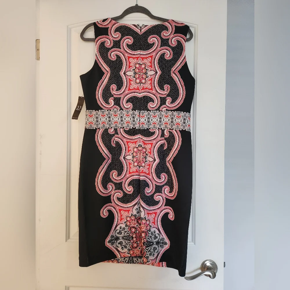 NWT NEW YORK & COMPANY Scuba Sheath Dress Red & Black (NEW) - Picture 1 of 6